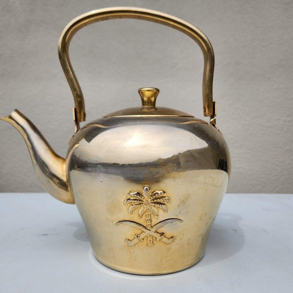 Vintage Al-Saif Tea Kettle Tea Pot Teapot Stainless Steel Gold Color 1.6 L Kitch